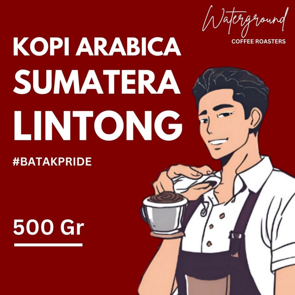 

Waterground Coffee Kopi Arabika Lintong Sumatera Biji Kopi GRADE 1 Single Origin, 500 GR