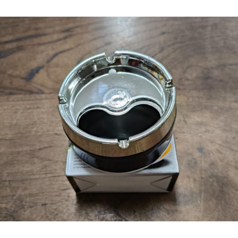 Asbak Dengan Tutup / Rotating Ashtray Asbak Anti Angin Stainless Steel With Lid Cover