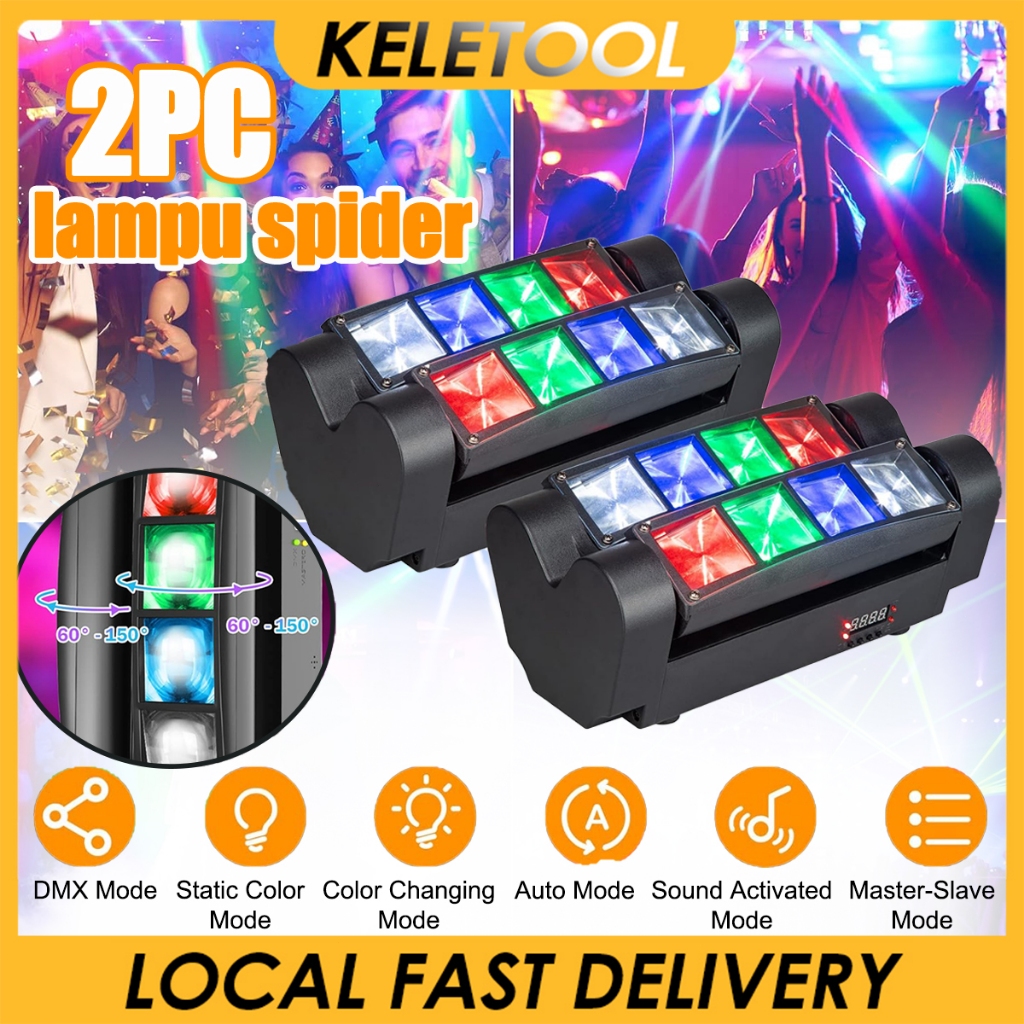 Keletool 40W Mini Spider Moving Head LED lampu spider Lampu Sorot Panggung Putar Laser Sensor Suara