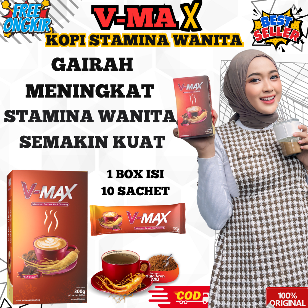 

V MAX Kopi Gingseng Kopi kuat Penambah Stamina dan Gairah Seksual Wanita BPOM