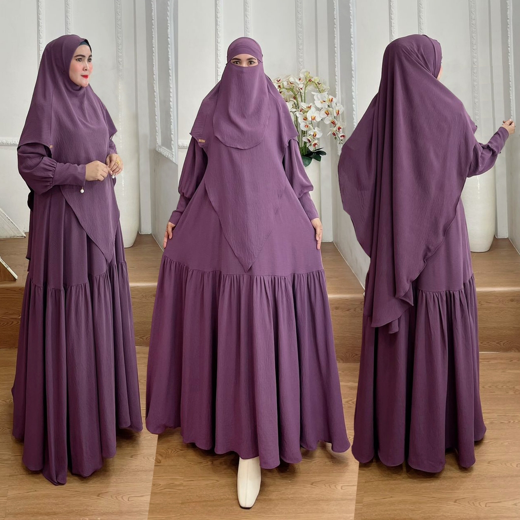 BISA COD One Set Gamis Syari Kode TIANI Bahan Kringkel Premium By Ory AjeZas Collection