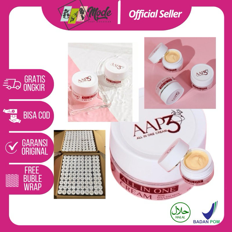 ❤️Modeshopmakassar❤️ AAP3 CREAM ALL IN ONE SIANG MALAM ORIGINAL / CREAM AAP3/ AAP3 CREAM GLOWING  FL
