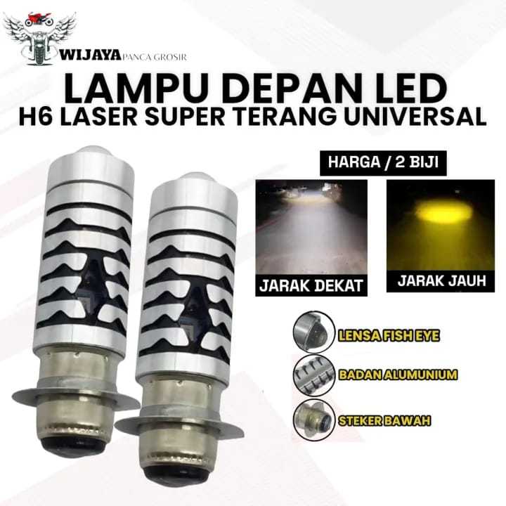 Lampu Utama Lampu depan LED H6 Laser Plus Senja Hi low Putih Kuning AC DC 2PCS Vario old Jupiter Z S