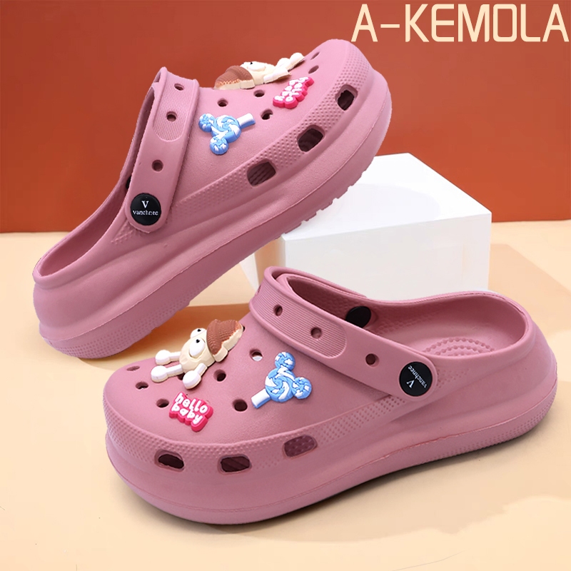 A-KEMOLA Sandal Baim Wanita Dewasa Tinggi Sandal Wanita Kekinian Korea FUJI Sandal Jelly Baim Wanita