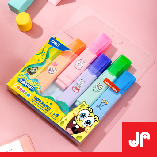 

DELI SPIDOL HIGHLIGHTER SET 6PCS SPONGEBOB STABILO ALAT TULIS PENANDA TEXT MARKER U375
