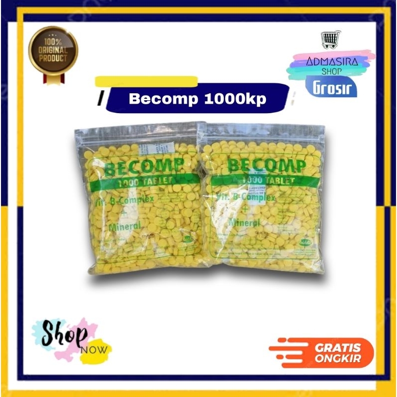 BECOMP Vitamin B Komplek 1000 tablet plus Mineral untuk Hewan Sapi Kambing dll