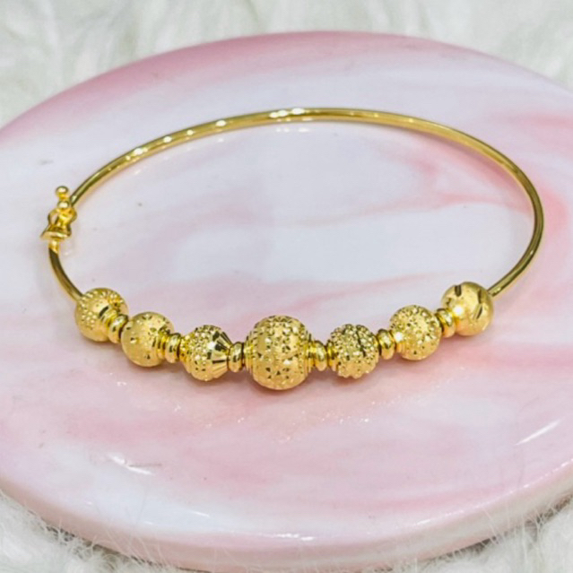 gelang bangle bola bola kristal simple elegant emas asli kadar 875