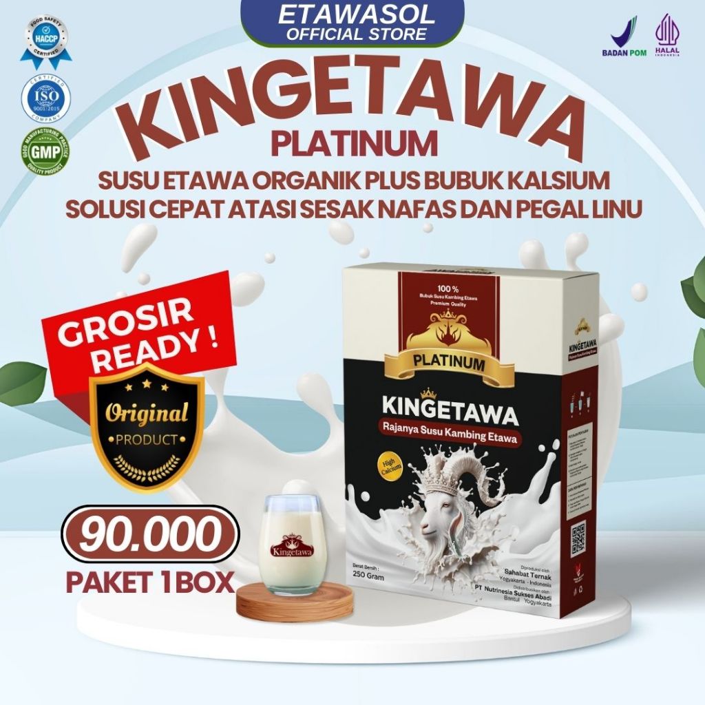 

Kingetawa Susu Kambing Etawa Tinggi Kalsium Untuk Kepadatan Tulang dan Masalah Persendian Kemasan 250gr Paket 1 Box