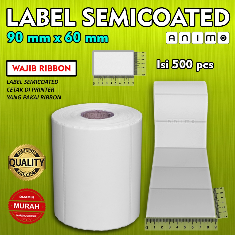

LABEL SEMICOATED 90X60 - STIKER BARCODE SEMICOATED 90 X 60 MM = 500 PCS