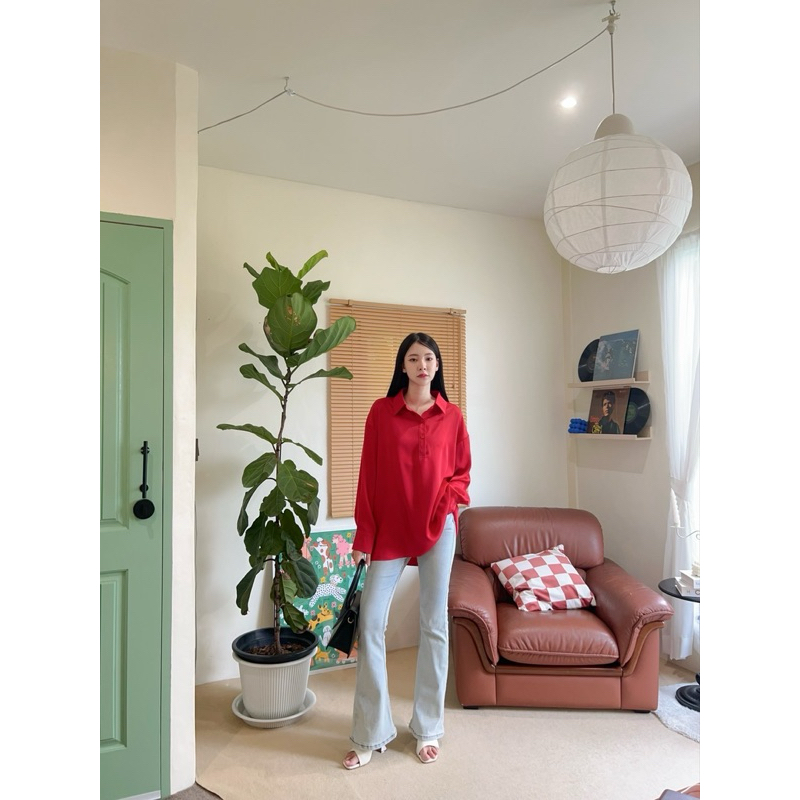 [MODERNFASHION] WANWAN 6128 BLOUSE / KEMEJA OVERSIZE IMPORT BANGKOK