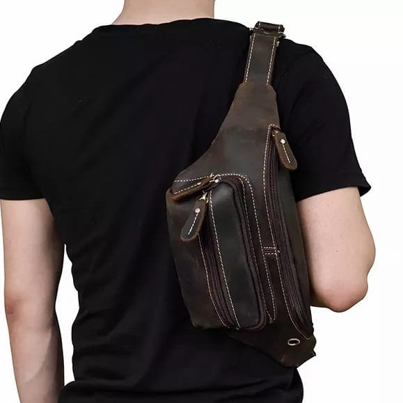 Waistbag Pria Asli Kulit - Tas Pinggang Pria - Tas Kulit Sapi Asli
