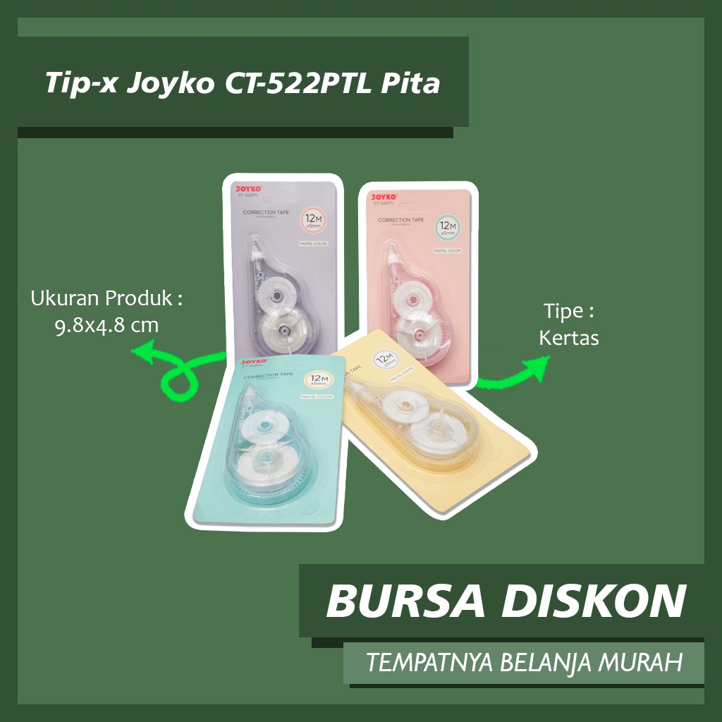 

Tip-x Joyko CT-522PTL Pita Koreksi Correction Tape Pastel Color Tipex
