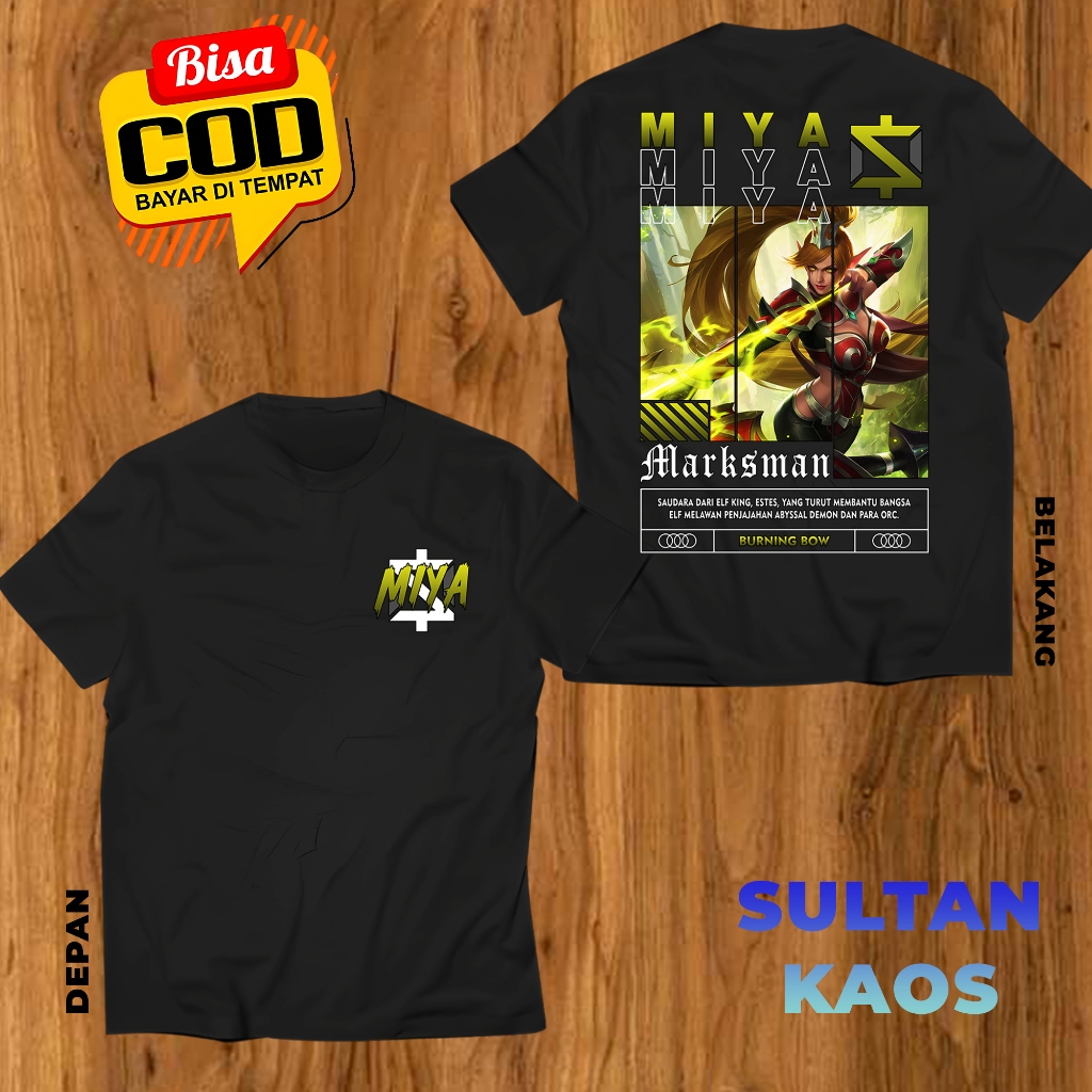 KAOS DEWASA GAME MOBA MIYA BURNING BOW BAJU ML MIYA MARKSMAN TSHIRT MLBB BISA REQUEST SKIN BAJU MOBA