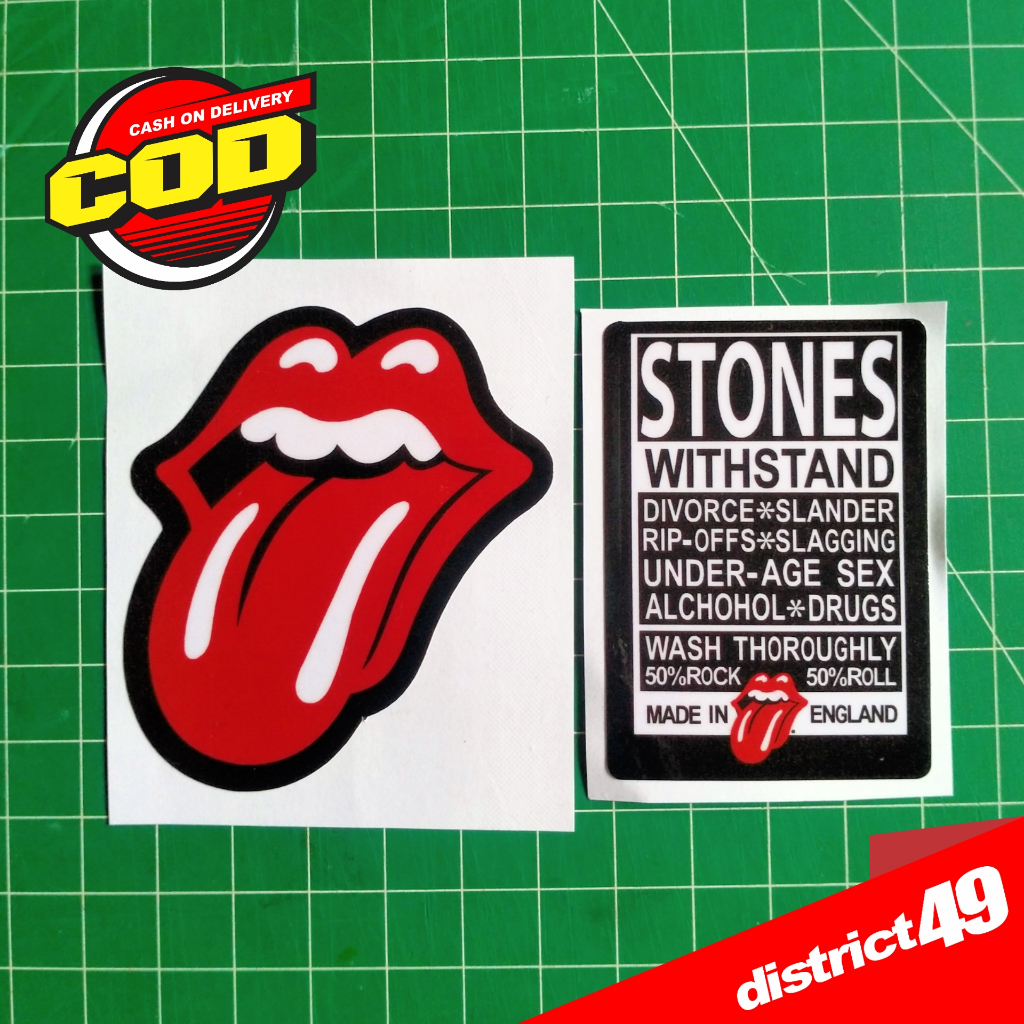 Stiker ROLLING STONES - Stiker Print Cut Laminasi Glossy Tahan Air - Stiker Motor Mobil dan Helm sud