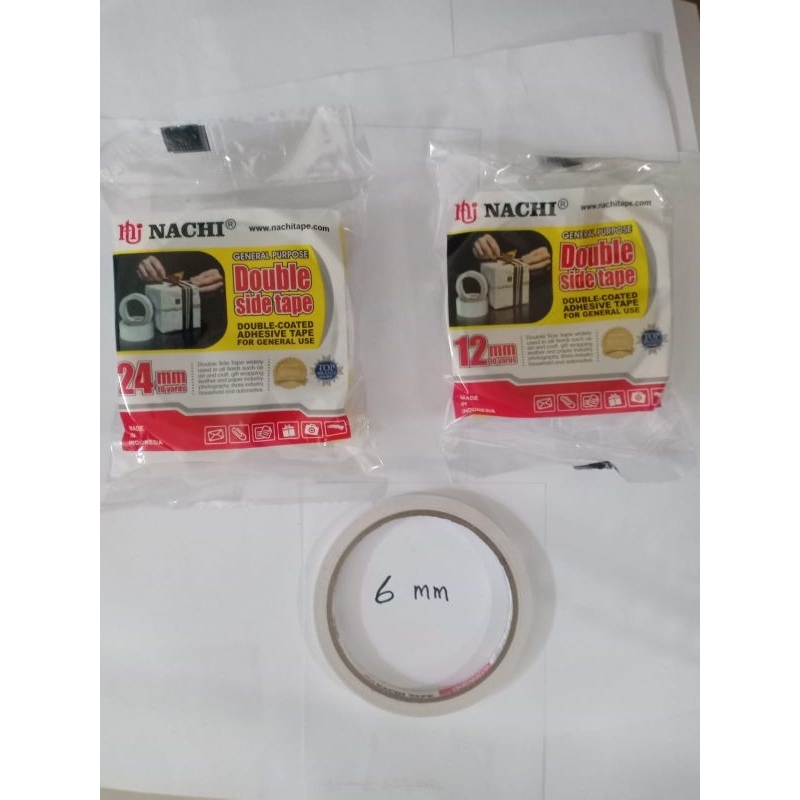 

[ PCS ] Double Tape Nachi / Dobel Tip Nachi / Isolasi 2 Sisi / Isolasi Bolak Balik Nachi 6 mm / 12 mm / 24 mm