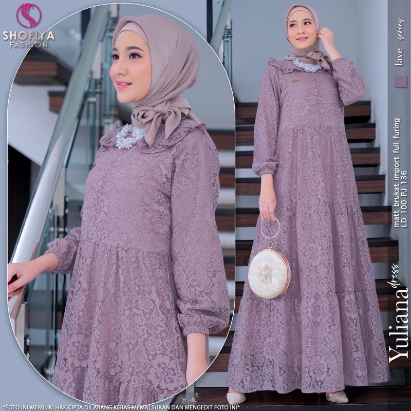 YULIANA DRESS BRUKAT OUTFIT KONDANGAN BEST SELLER ORIGINAL BY SHOFIYA