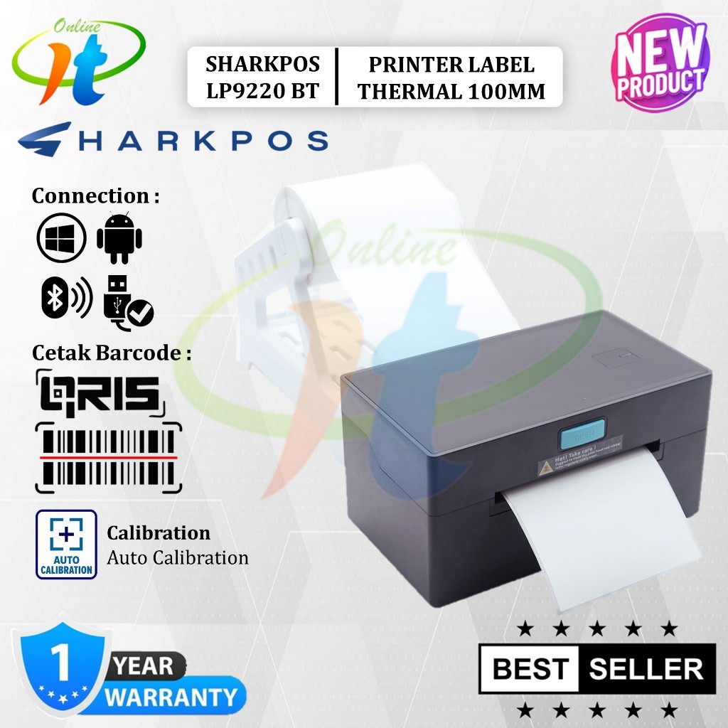 Sharkpos ZJ9220 Printer Bluetooth A6 Resi Thermal 100x150 LP9220 USB Cetak Stiker Thermal JNE JNT