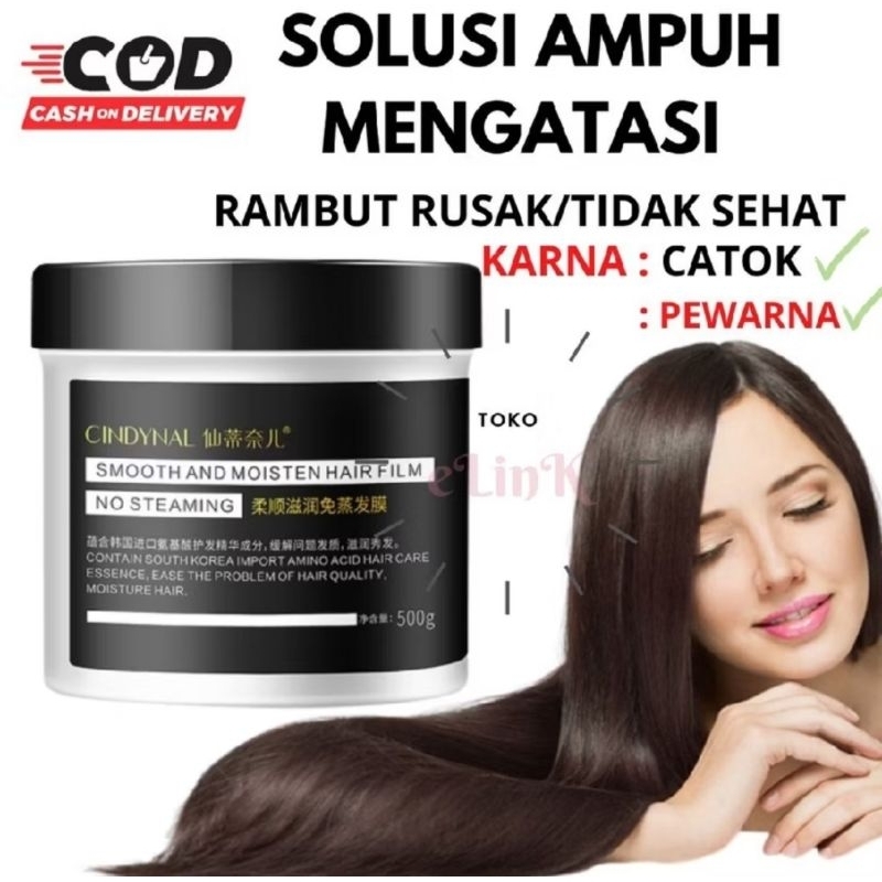 Cindynal Hair Mask Smoothing Keratin Treatment Rambut Rusak & Kering Rontok ala Korea