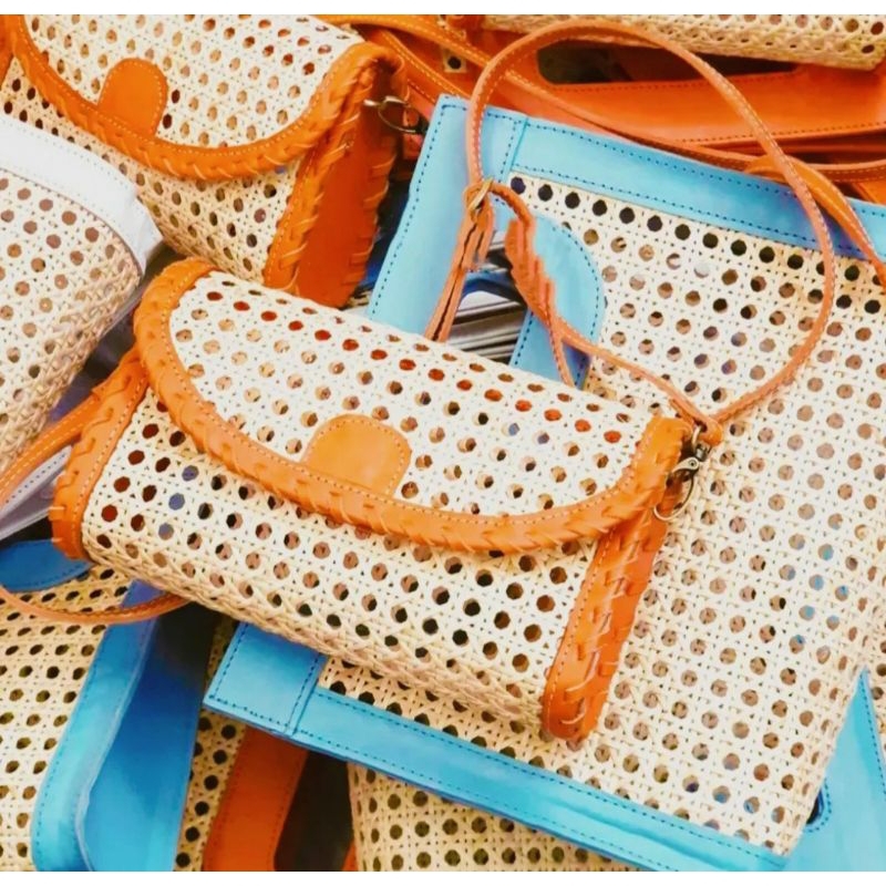 Tas slingbag rattan tas rotan handmade bali premium