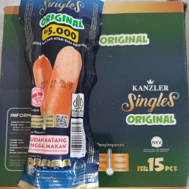 

RB 1 BOX KANZLER SINGLES SOSIS 35gr ISI 15 PCS 1 BOX