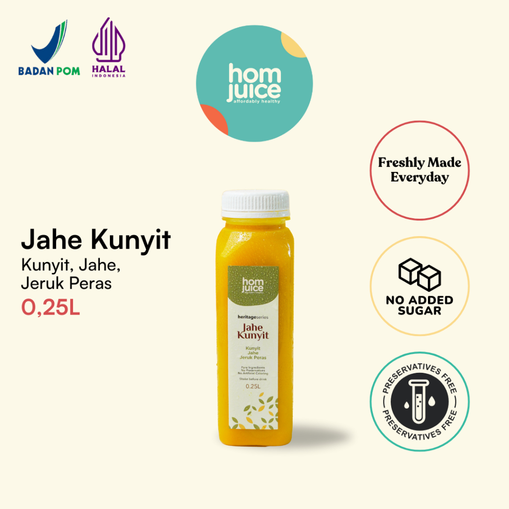 

Homjuice - Jahe Kunyit 250 ml (Cold-Pressed Juice/Jus/Detox)