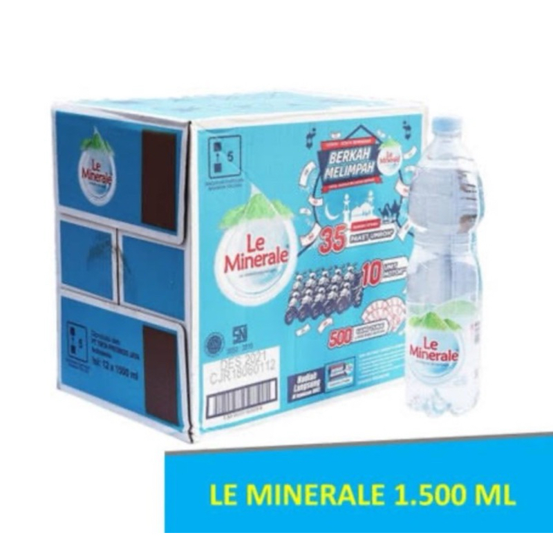 

Leminerale /Le minerale 1500ml/1,5liter botol 1 dus isi 12