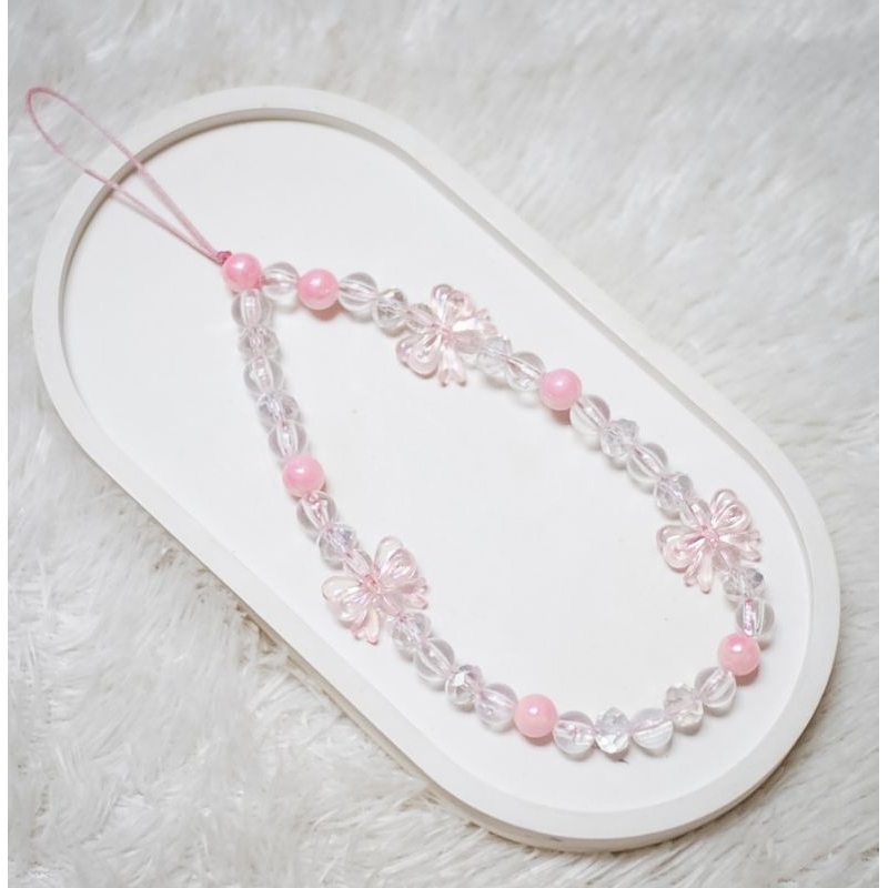 Gantungan Hp Manik Manik Mutiara Pita Gantungan Tas Manik Pita
