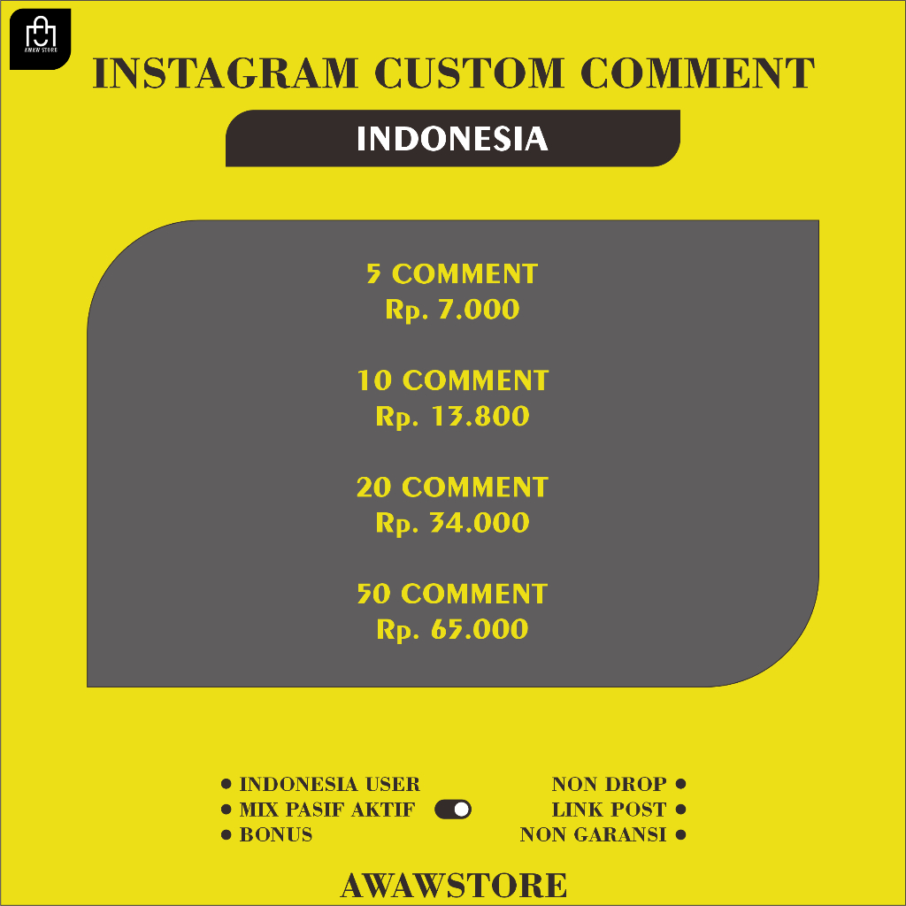 Instagram Custom Komen Akun Indonesia