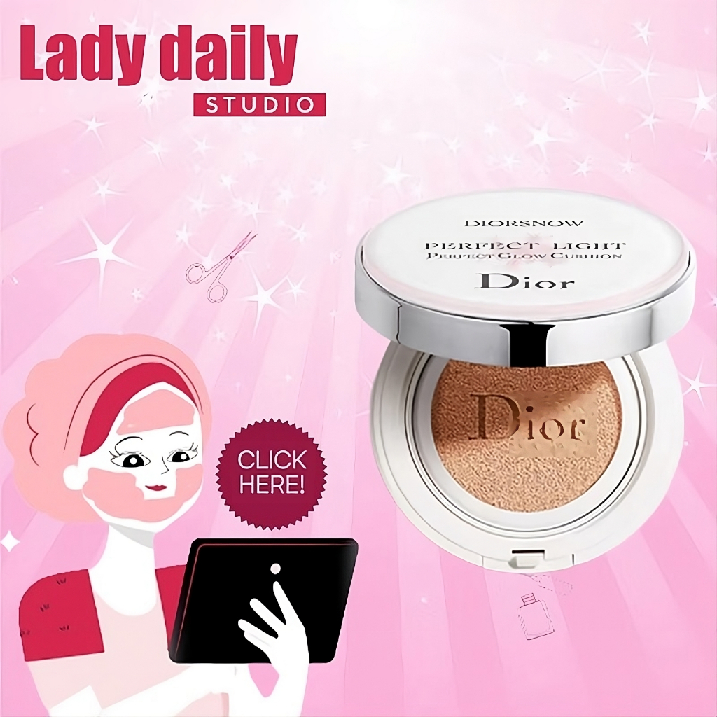 Lady Daily Dior Diorsnow Bloom Perfect Brightening Perfect Moist Cushion SPF50 PA+++ C10 IVORY + Ref