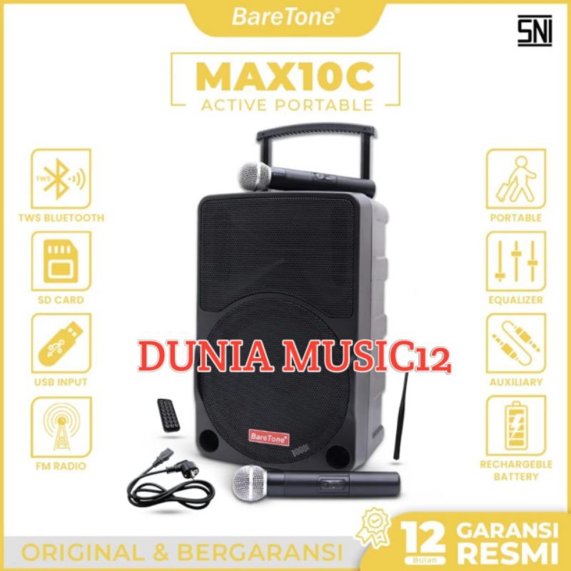 Speaker Portable Baretone Max10c Original Speaker 10inch resmi