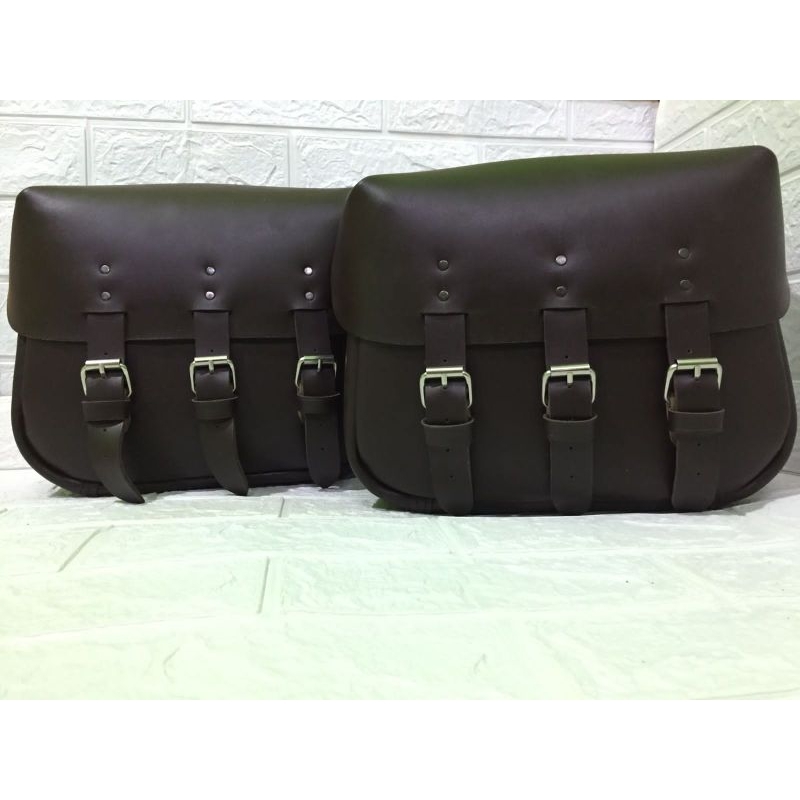 Tas, sidebag motor custom royal Enfield roundtank Wla dkw Chopper,dll