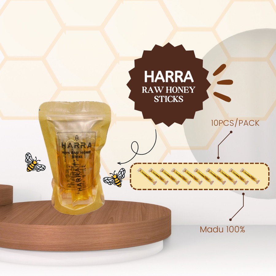 

Madu Harra 100% Raw Honey Sticks Isi 10 Sachet