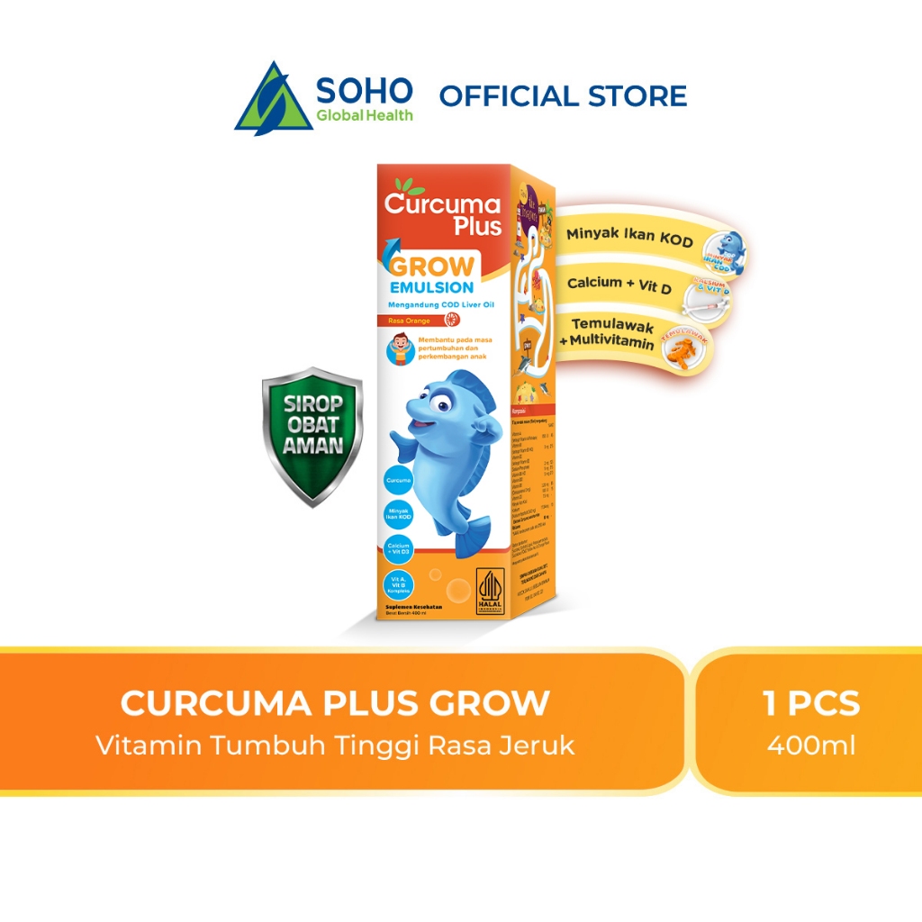 Curcuma Plus Grow Emulsion Suplemen Makanan Rasa Jeruk 400ml