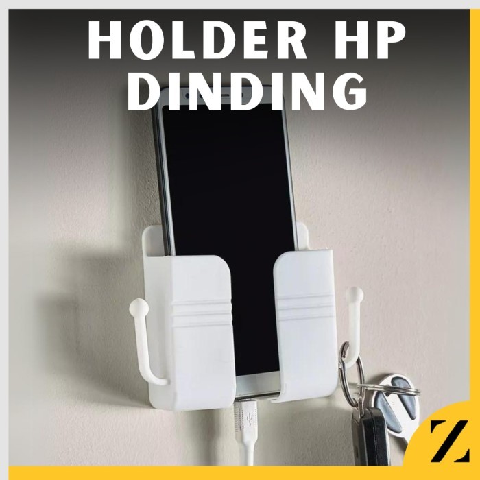 Holder HP Tempel Dinding 2 Kait Hook Rak Tembok Charger HP Remot TV AC / Rak Gantung Hp / Rak Hp Din