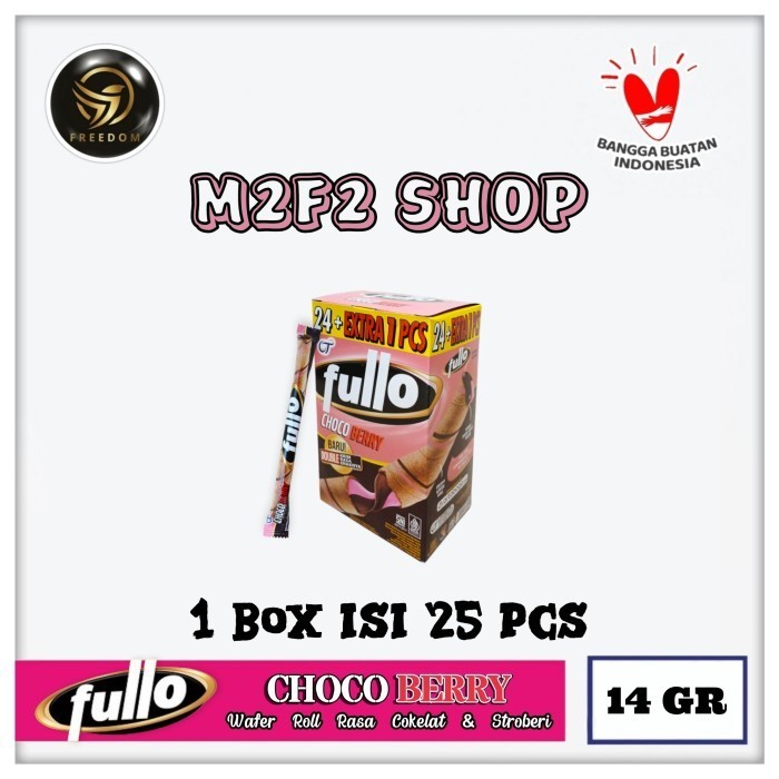 

Fullo Stick Roll Choco Berry | Wafer Stik Krim Rasa Cokelat & Stroberi - 14 gr (kemasan1 Box)