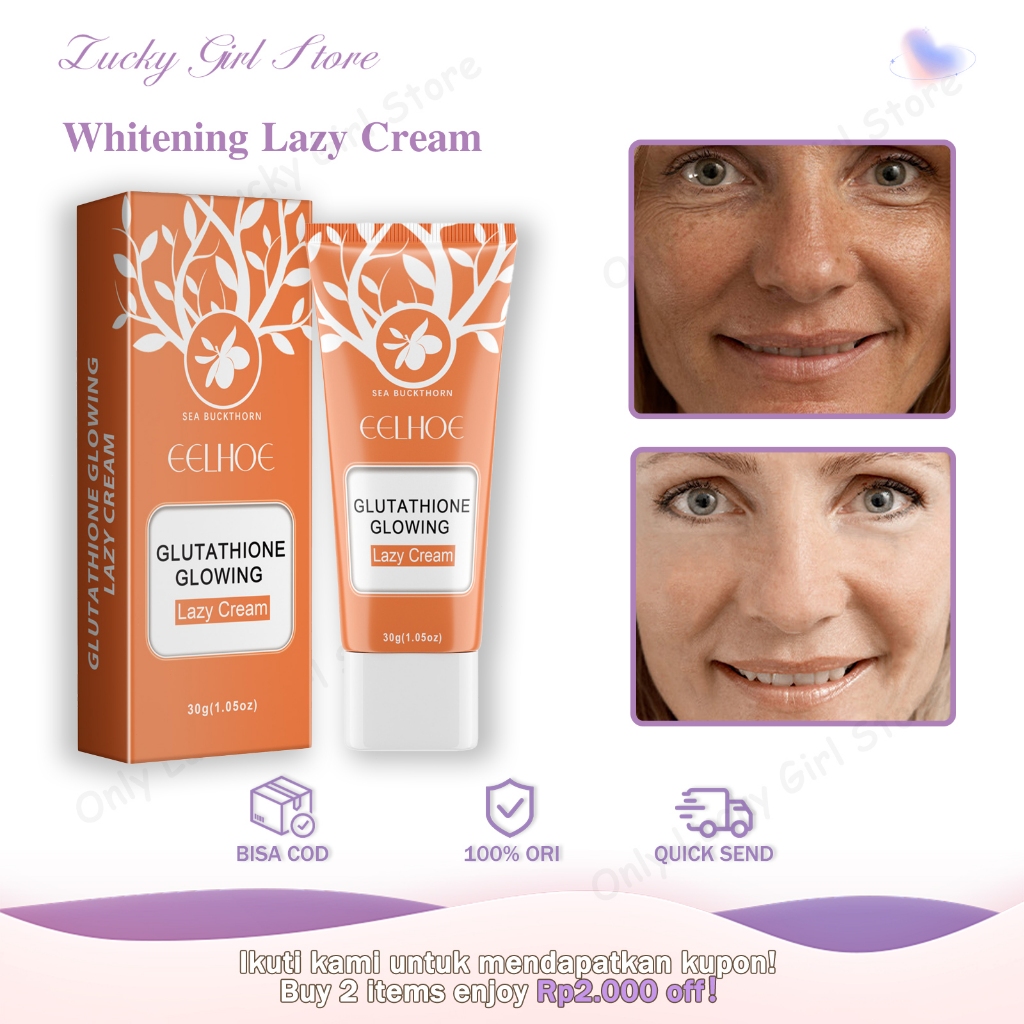 EELHOE Whitening Day Cream 30g Whitening Lazy Cream Krim Siang Pemutih Wajah Pelembab Wajah Pemutih