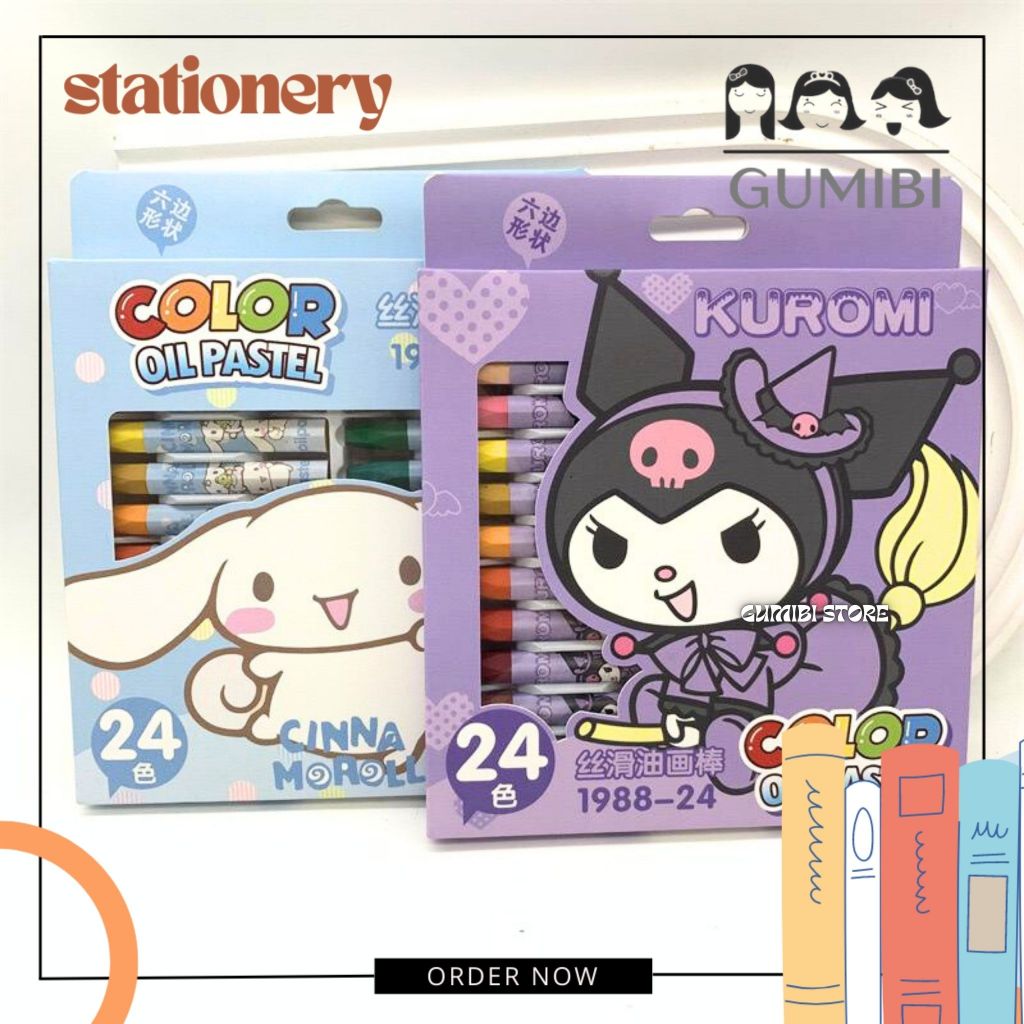 

CRAYON SANRIO KRAYON MEWARNAI MOTIF KUROMI CINNAMOROL CRAYON OIL PASTEL ISI 24 WARNA
