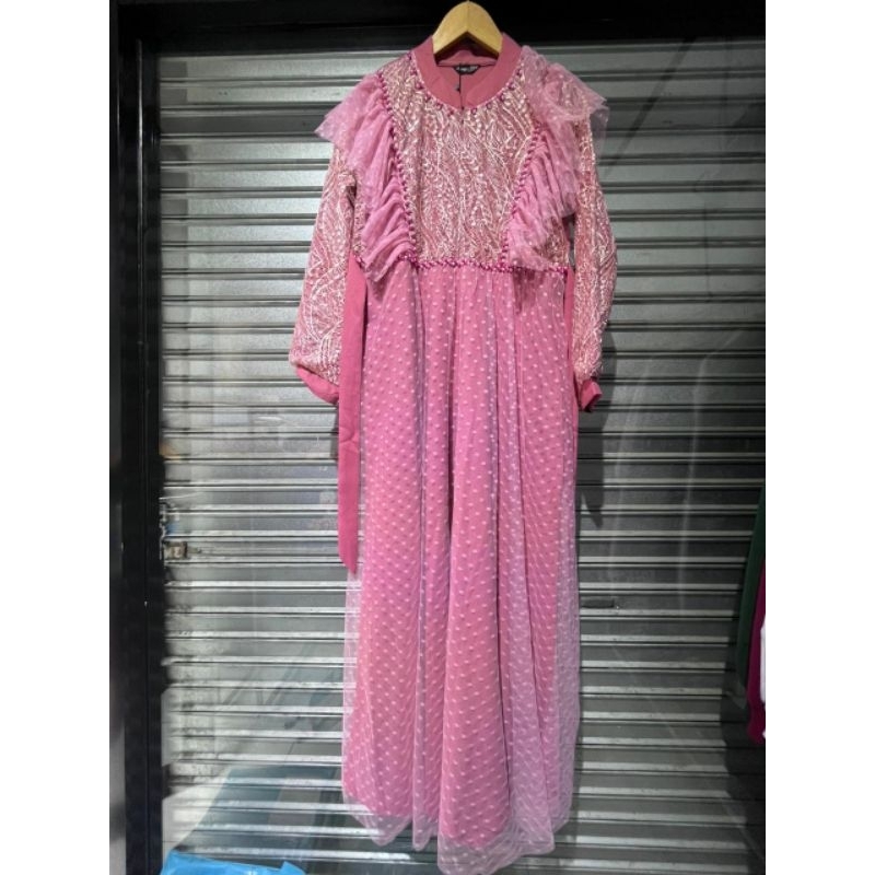 GAMIS BRUKAT BUSUI MIX BRUKAT TILLE DOT DRESS FASHION DARI ABANG ADEK COLLECTION BISA COD/GAMIS DEWA