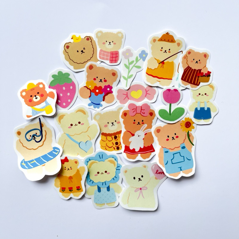 

HWL STUDIO - STICKER BEAR CUTE TEDDY BEAR BUJO BERUANG SWAG TUMBLR WATERPROOF DIE CUT