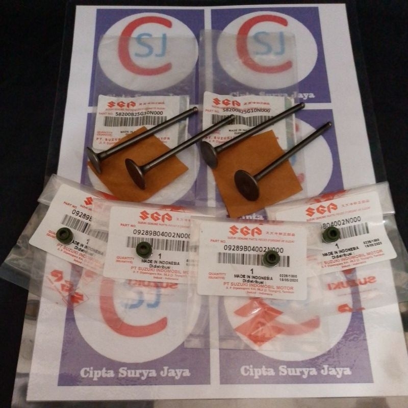 KLEP SET PAYUNG KLEP IN EX ORIGINAL SUZUKI + 4PCS SEAL KLEP ORIGINAL SUZUKI SATRIA FU 2008/2012 ,SAT