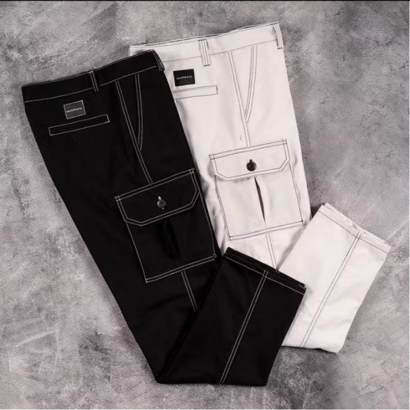 Fennel Celana Panjang Cargo Long Pants Distro Motif Rantai Putih