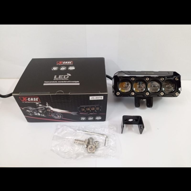 Lampu Tembak LED Fog Lamp Xcase 4 Mata  Adaptor Ballast Kipas Hi Low 60 Watt Universal Motor Mobil