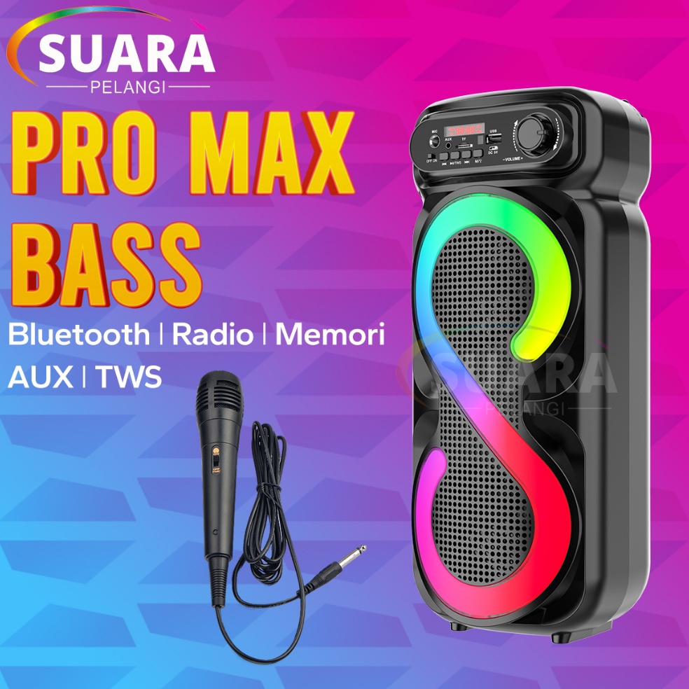 Serbuuuu PRO MAX BASSSpeaker Bluetooth Karaoke Besar Super Bass 8 Inch Polytron Protable Wireless Sa