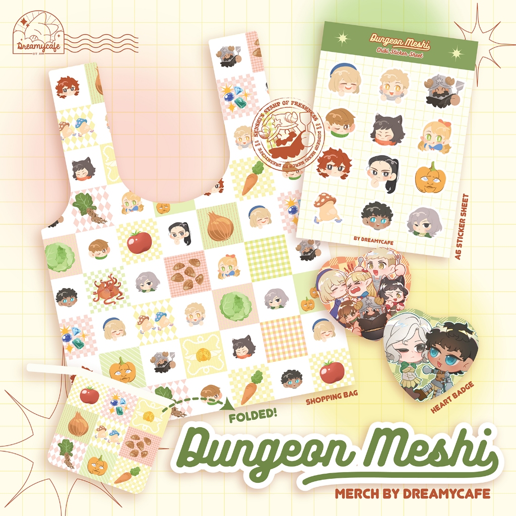 

Dungeon Meshi Shopping Bag // Badge // Sticker