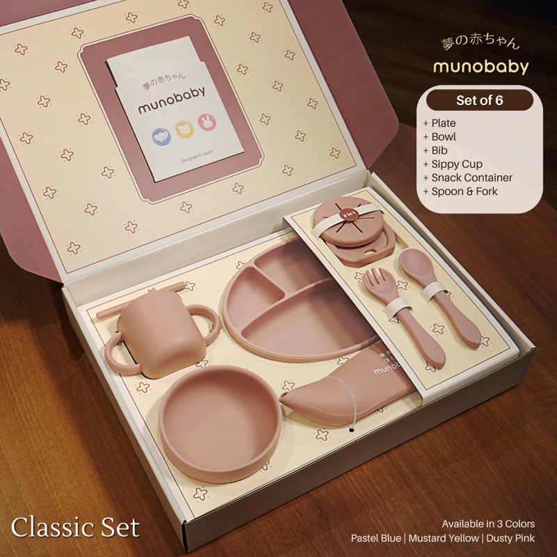 Munobaby Classic Set with Special Box Premium Baby Newborn Gift Feeding Silicone Set Hampers Bayi Ka