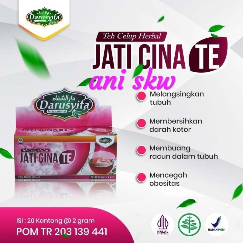 

Teh Celup Herbal Teh Jati Cina Darusyifa Asli 100% Original Pelangsing Alami BPOM 1 Kotak isi 20 Kantong