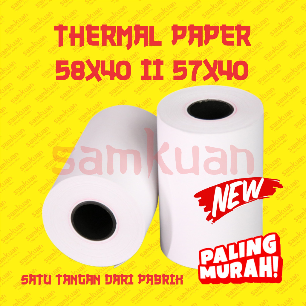

KERTAS THERMAL STRUK KASIR / PPOB PAPER ROLL 58X40 / 57X40 TERMAL POS RECEIPT MINI PRINTER BLUETOOTH 58MM 58X40MM 57X40MM PANDA VSC EPPOS IWARE CORE