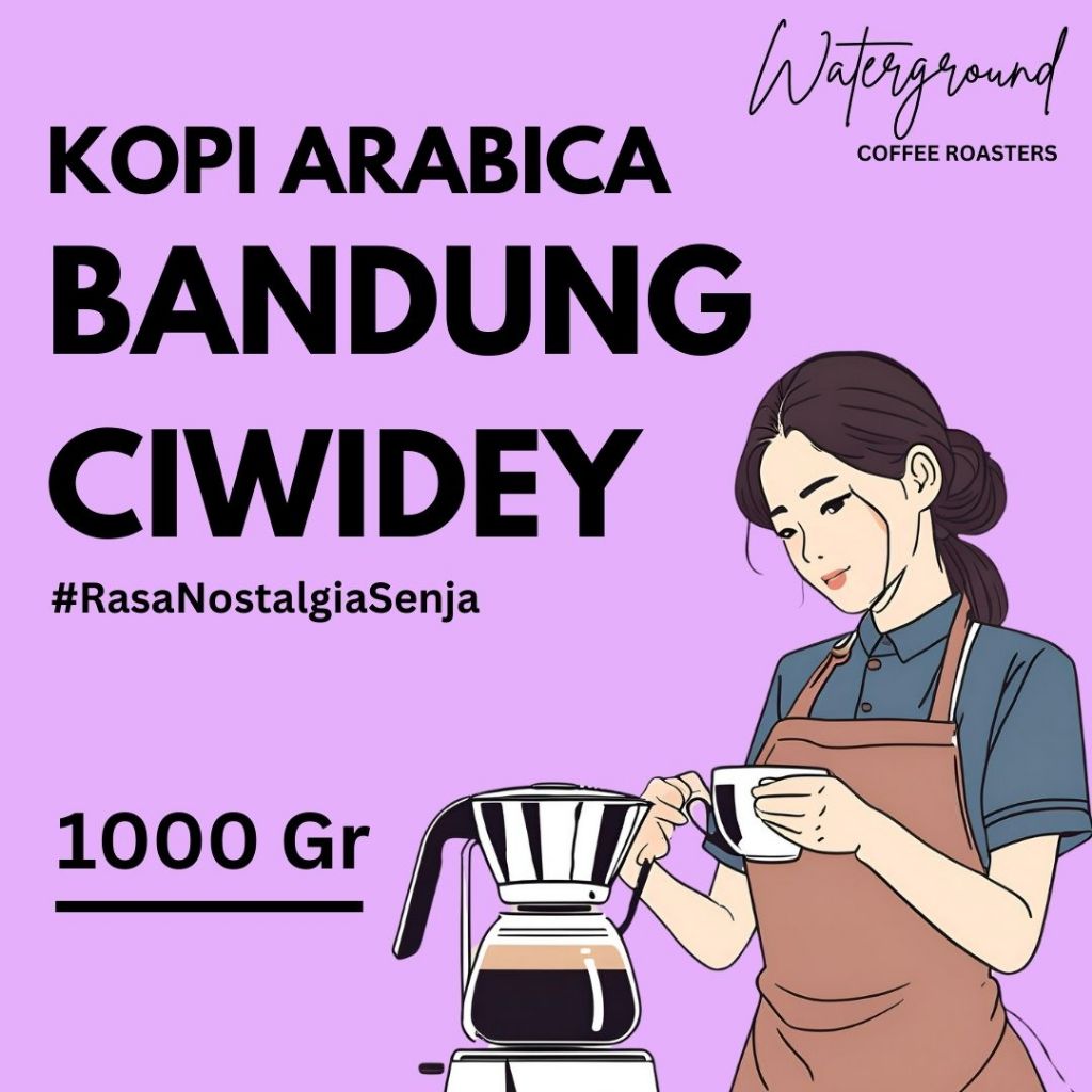 

Waterground Coffee Kopi Arabika Ciwidey Bandung Biji Kopi GRADE 1 Single Origin, 1 KG