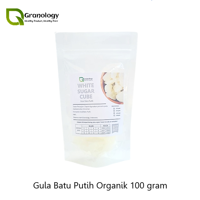 

Organic White Sugar Cubes / Gula Batu Putih Organik (100 gram) by Granology