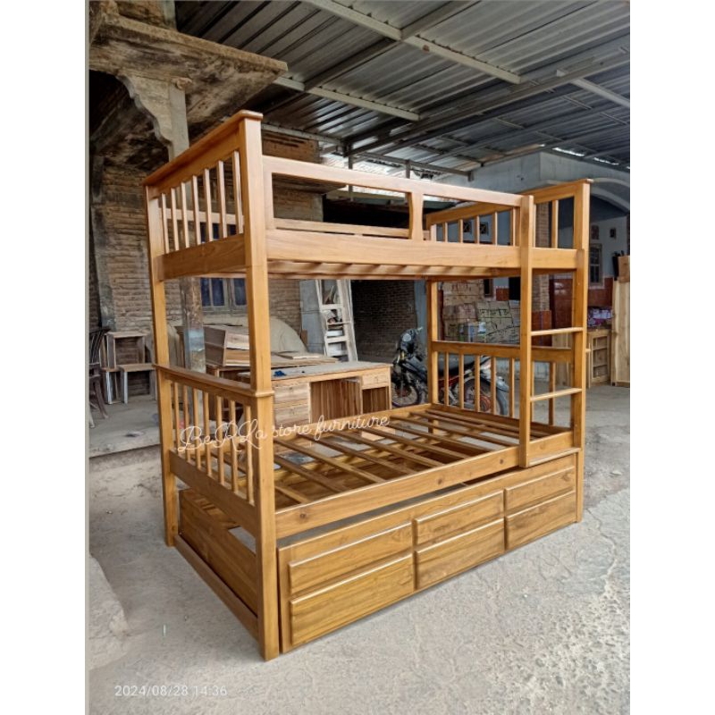 tempat tidur tingkat anak jati / tempat tidur tingkat minimalis / tempat tidur minimalis anak